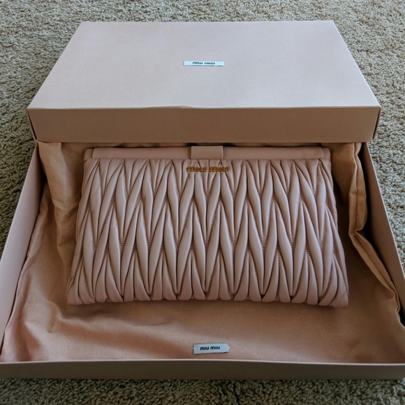 Miu Miu Handbags - Miumiu MATELASSÉ LEATHER CLUTCH